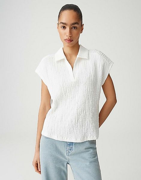 OPUS Kurzarmshirt Santolini aus Webware mit Crinkle Effekt leichte Transpar günstig online kaufen