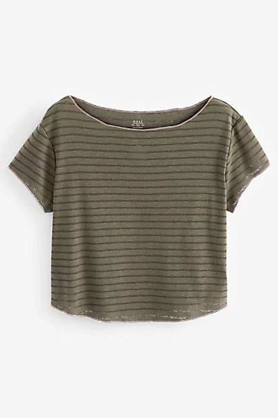 Next T-Shirt Kurzärmliges T-Shirt mit Ton-in-Ton-Streifen (1-tlg) günstig online kaufen