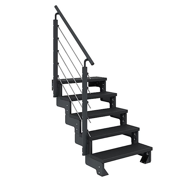 Dolle Außentreppe Gardentop Anthrazit 5 Stufen 80 cm Anthrazit inkl. Geländ günstig online kaufen