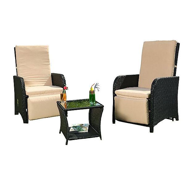 Melko Sitzgruppe Gartenmöbel Set Sitzgarnitur Polyrattan Schwarz Sitzgruppe günstig online kaufen