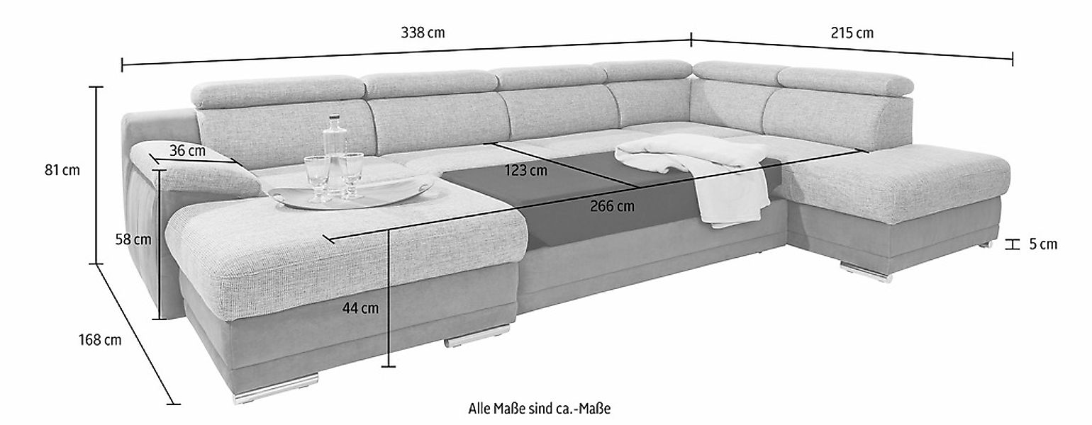 sit&more Wohnlandschaft "Xenia U-Form", wahlweise mit Bettfunktion günstig online kaufen