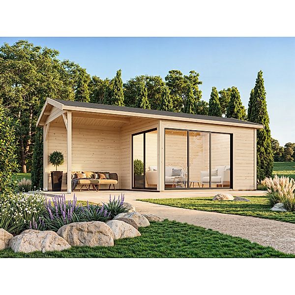 Palmako Gartenhaus Amanda Slide 668 x 300 cm Hellgrau-Anthrazit FSC® günstig online kaufen