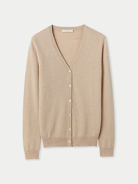 GOBI Cashmere Strickjacke Naturfarbe V-Ausschnitt Kaschmirstrickjacke günstig online kaufen
