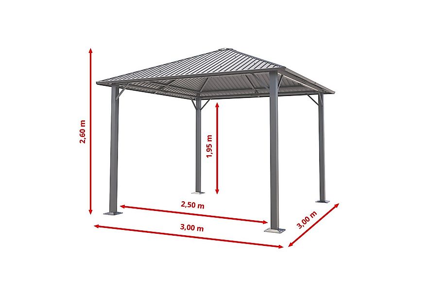 TOOLPORT Pavillon Gartenpavillon 3x3 m Moonlight Superior grau, mit 4 Seite günstig online kaufen