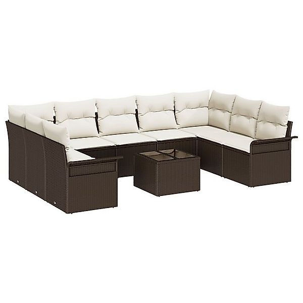 vidaXL Loungesofa 9-tlg. Garten-Sofagarnitur mit Kissen Grau Poly Rattan, 1 günstig online kaufen