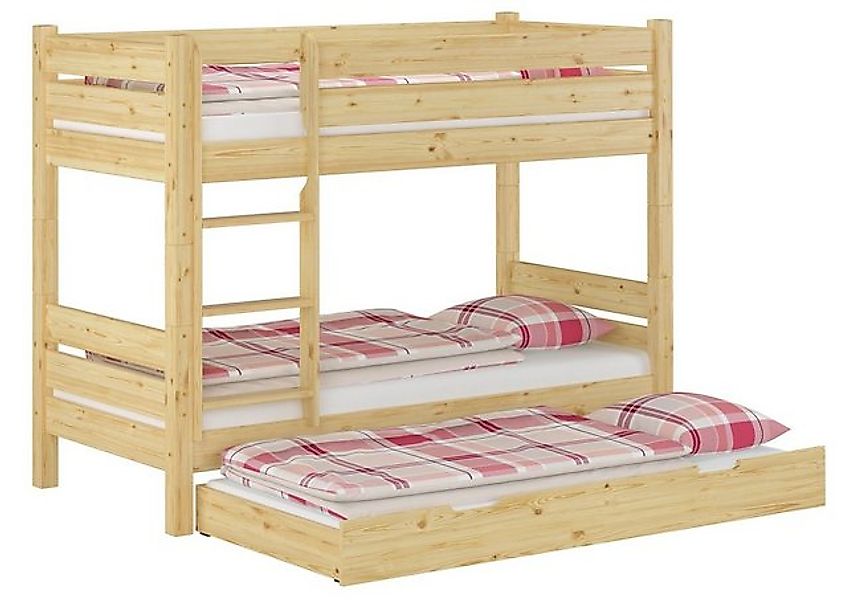 ERST-HOLZ Etagenbett Doppelstockbett mit Gästebett Matratzen und Rollroste günstig online kaufen