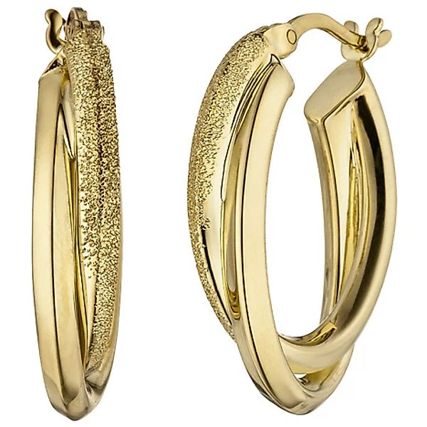SIGO Creolen oval 925 Sterling Silber gold vergoldet matt Ohrringe günstig online kaufen