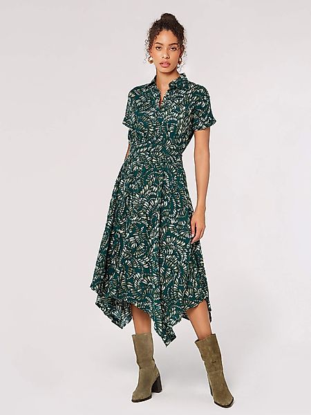 Apricot Druckkleid Blattmuster-Midikleid, (1-tlg) mit asymmetrischem günstig online kaufen