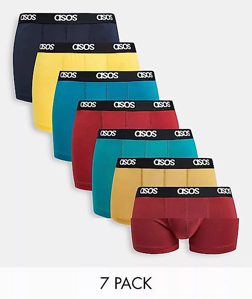 ASOS DESIGN – Unterhosen aus Mikrofaser in Edelsteinfarben, im 7er-Pack-Meh günstig online kaufen