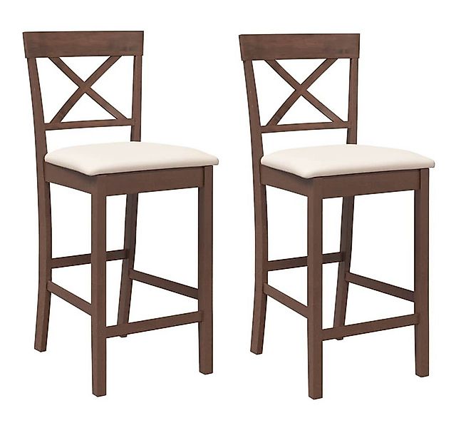 vidaXL Stuhl Barhocker mit Kissen 2 Stk Braun Massivholz Gummibaum günstig online kaufen