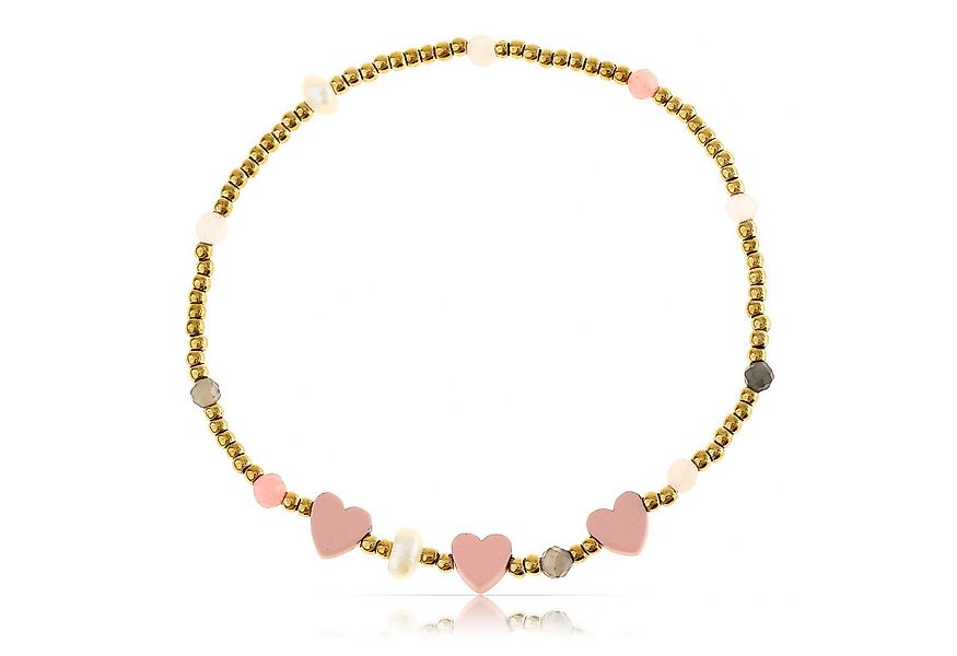 Made by Nami Armband Elastisches Damen Armband mit Perlen und Herzen goldfa günstig online kaufen