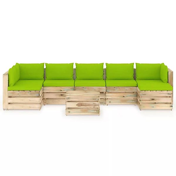 8-tlg. Garten-lounge-set Mit Kissen Grün Imprägniertes Holz günstig online kaufen