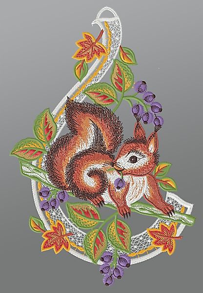 Plauener Spitze® Fensterbild stibitzendes Eichhörnchen, HxB günstig online kaufen