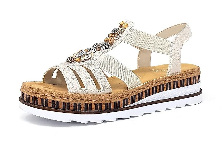 Rieker Sandale, Sommerschuh, Sandalette, Keilabsatz, im Metallic-Look günstig online kaufen