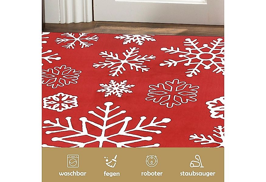 GarveeMore Teppich Schneeflocke, rechteckig, Höhe: 7 mm, festliche Winterde günstig online kaufen