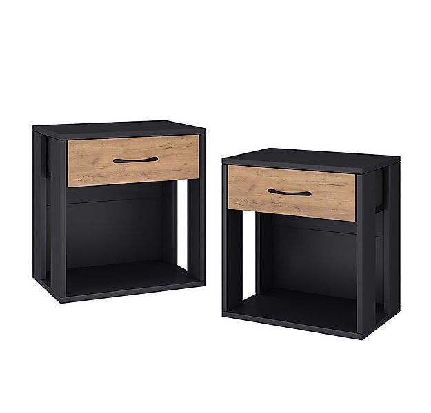Vicco Nachtschrank Virela, Anthrazit/Goldkraft Eiche, 39 x 41 cm 2er Set günstig online kaufen