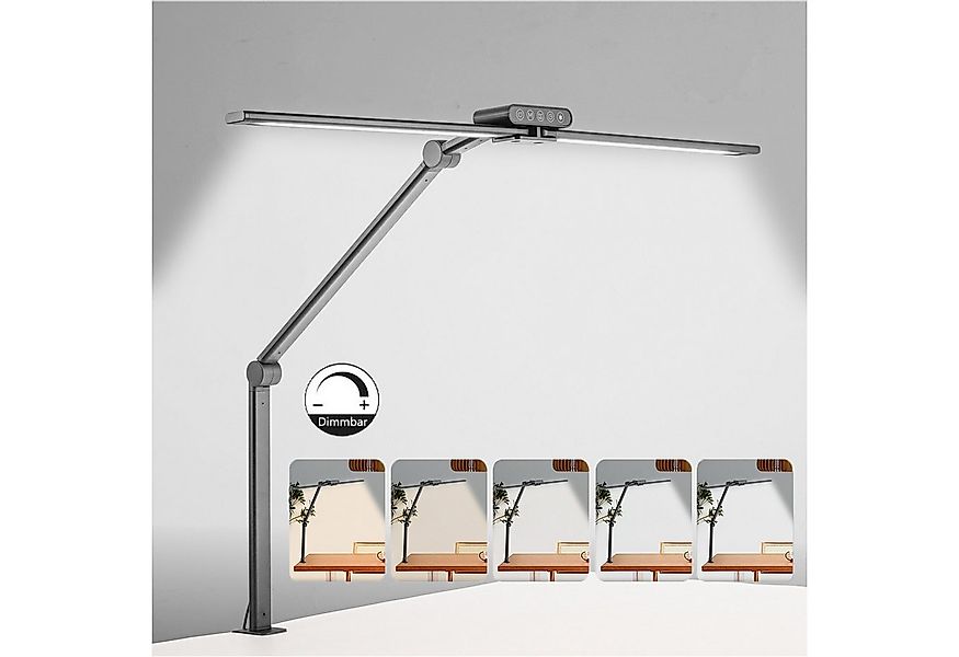 Jibenhome LED Schreibtischlampe LED Leselampe Klemmleuchte Dimmbar Doppelko günstig online kaufen
