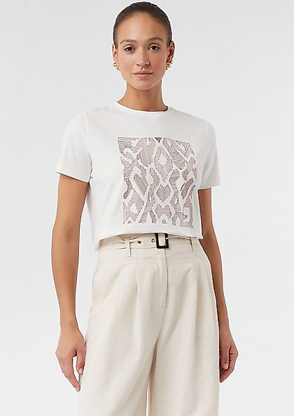 Comma Kurzarmshirt T-Shirt aus Baumwollmix mit günstig online kaufen