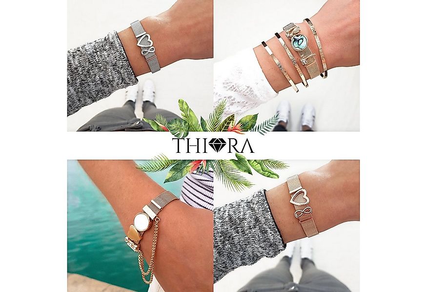 THIORA Charm-Armband Set Charmband Collection (Mesh Armband mit Charms, ink günstig online kaufen