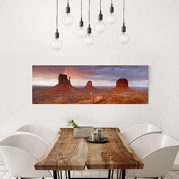 Leinwandbild Berg - Panorama Monument Valley bei Sonnenuntergang günstig online kaufen