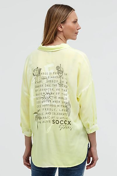 SOCCX Kurzarmbluse mit längerer Rückenpartie günstig online kaufen