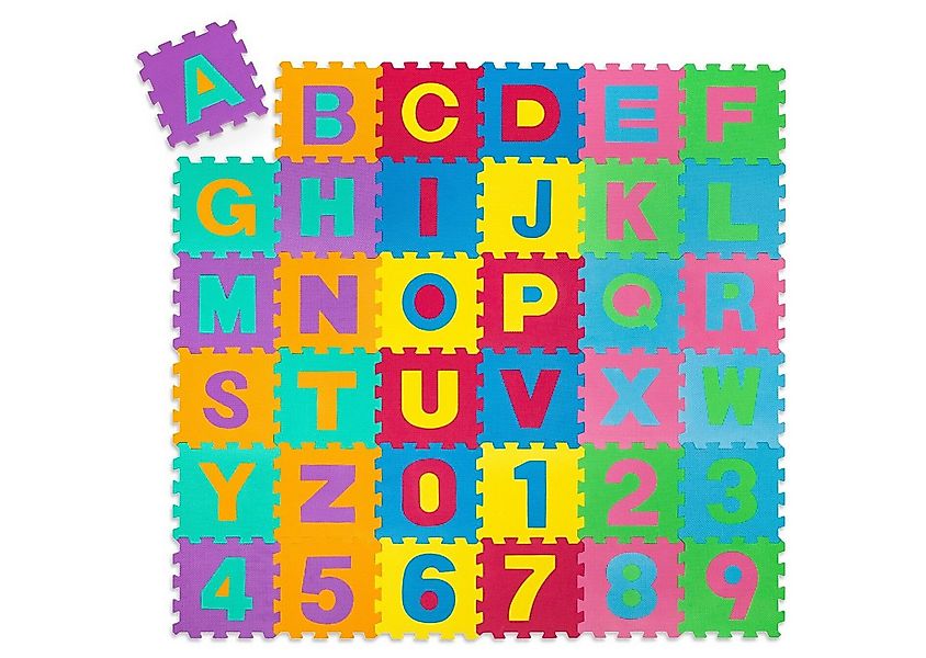 tectake Puzzlematte Spielmatte aus EVA-Schaumstoff mit Buchstaben und Zahle günstig online kaufen