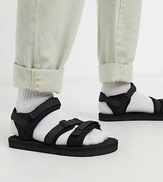 ASOS DESIGN – Tech – Schwarze Sandalen in weiter Passform mit Klettverschlu günstig online kaufen