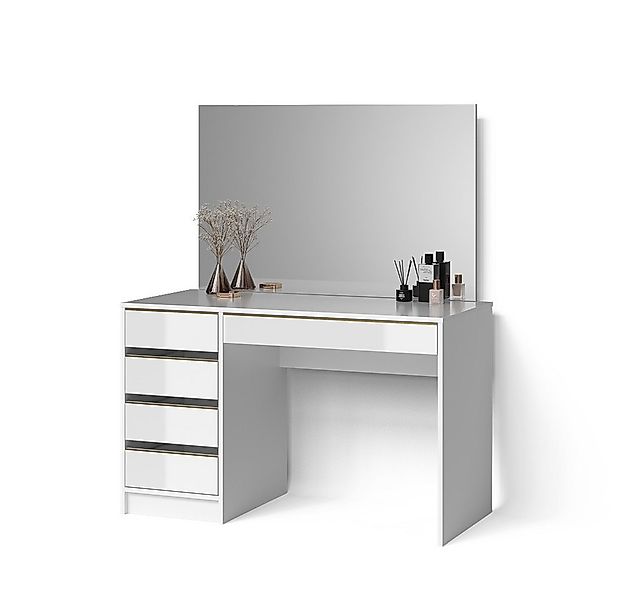 Livinity® Schminktisch Imola, Weiß/Gold/Gold, 120 cm mit Spiegel (1-St) günstig online kaufen