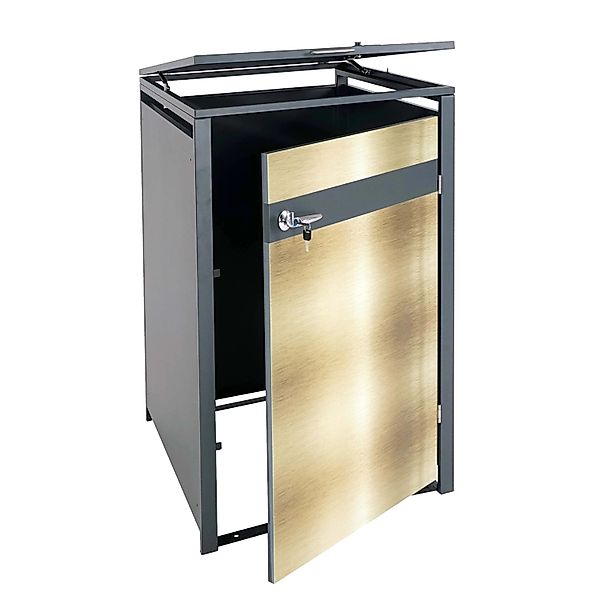 PROREGAL Mülltonnenbox 1er 117x68x80cm Anthrazit Gold günstig online kaufen
