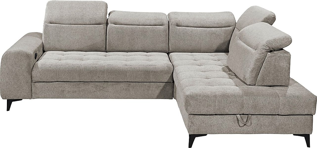 ED EXCITING DESIGN Ecksofa "Rockdale L-Form mit Bettfunktion, Bettkasten", günstig online kaufen