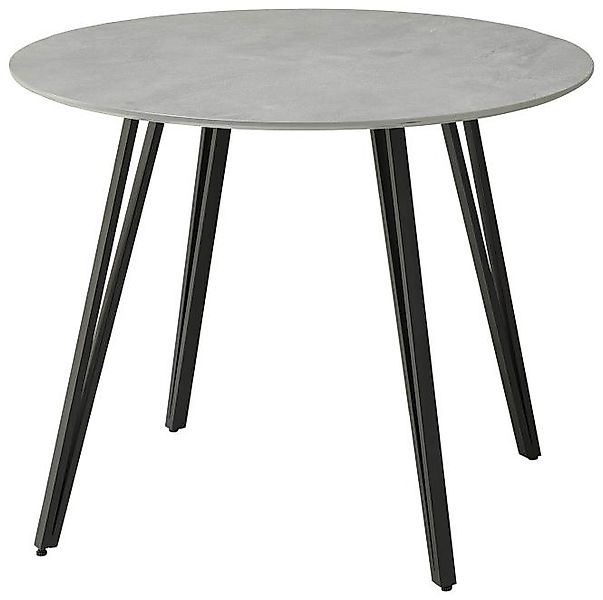 Esstisch rund ca. 100x75x100 cm Melamin Stein / Schwarz günstig online kaufen