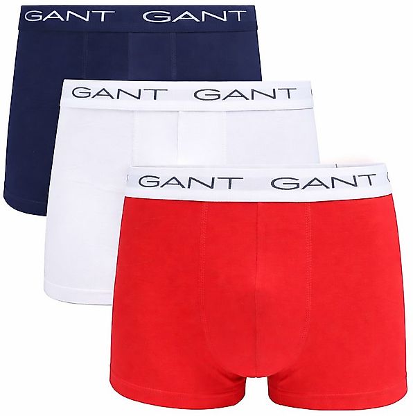 Gant Boxershorts trunk 3er-Pack Navy Weiß Rot - Größe S günstig online kaufen
