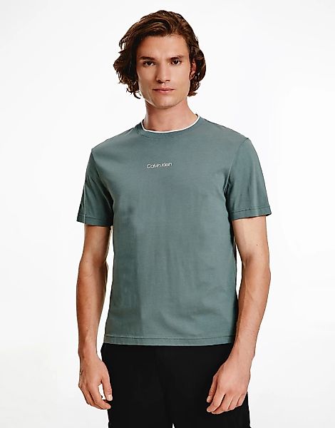 Calvin Klein Jeans – T-Shirt in Grün mit Logo günstig online kaufen