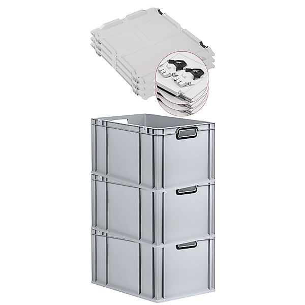 PROREGAL SuperSparSet 3x Eurobox Nextgen Color Mit Scharnierdeckel HxBxT 32 günstig online kaufen