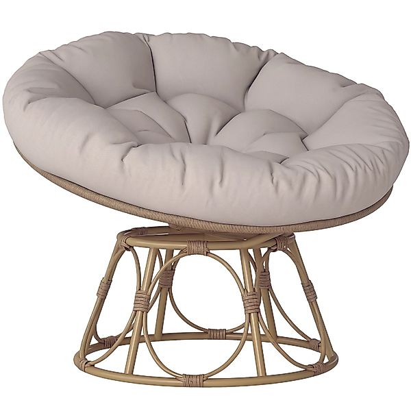 Outsunny Rattan Papasansessel Stahl  PE-Rattan 90L x 78B x 76H cm Hellgrau günstig online kaufen