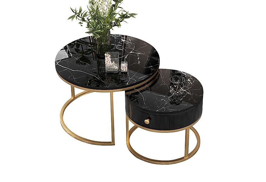 OKWISH Couchtisch Moderner Nesting Couchtisch (2-St., mit Hochglanz Marmorm günstig online kaufen