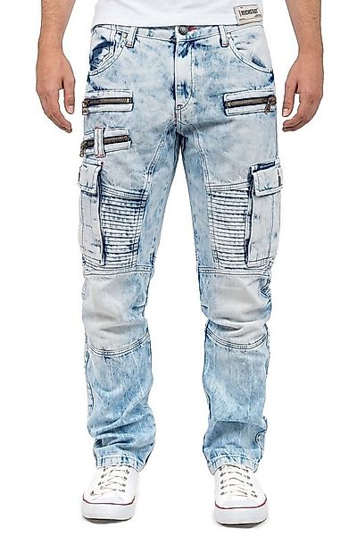 Cipo & Baxx Bikerjeans Herren regular fit Hose Stonewashed BA-CD798 Iceblue günstig online kaufen