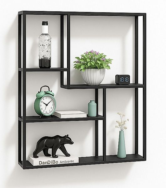 DanDiBo Wandregal Schwarz Metall 90x75x20 cm 96635 Regal Wand Hängeregal Wa günstig online kaufen