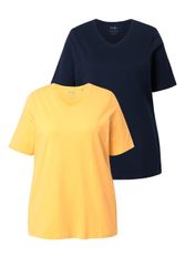 Ulla Popken T-Shirt T-Shirts 2er-Pack V-Ausschnitt günstig online kaufen