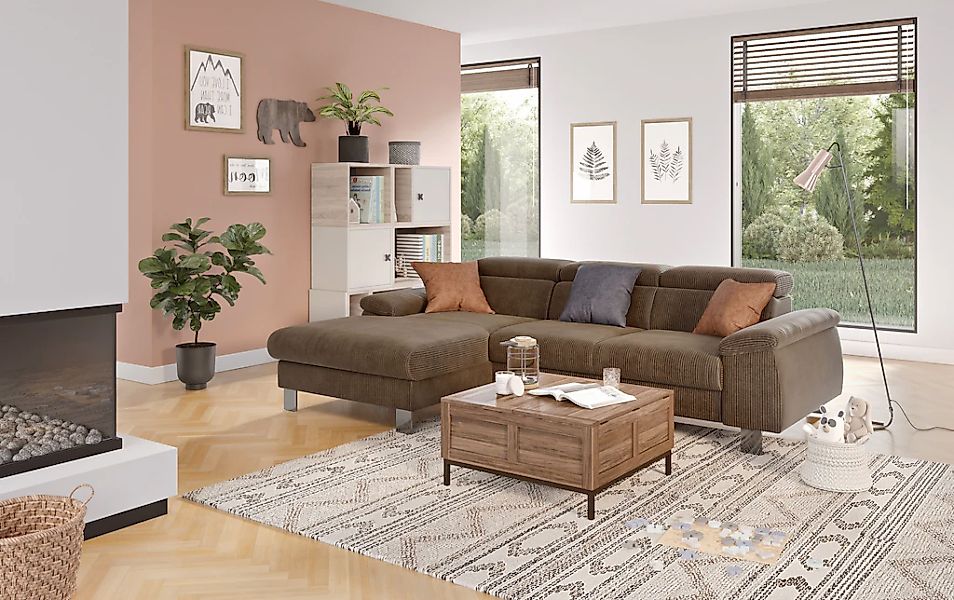 COTTA Ecksofa "Komaris L-Form, B: 244 cm" mit Kopfteilverstellung, optional günstig online kaufen