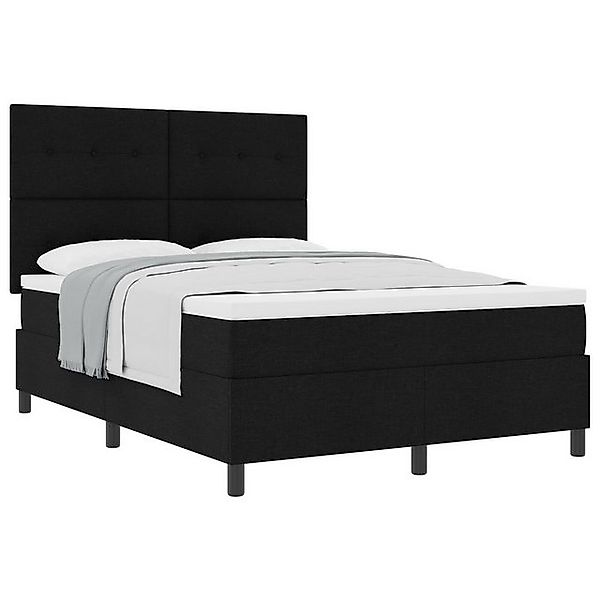 vidaXL Bett Boxspringbett mit Matratze Schwarz 140x200 cm Stoff (1-tlg) günstig online kaufen