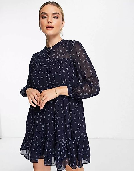 Whistles – Gestuftes Kleid mit Paisley-Print in Blau günstig online kaufen