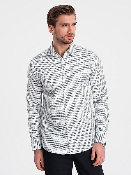 OMBRE Langarmhemd Herrenhemd SLIM FIT mit kleinem Muster günstig online kaufen