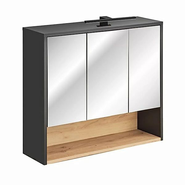 Badezimmer Spiegelschrank 80 cm inkl. Beleuchtung BOLOGNA-56 in anthrazit m günstig online kaufen