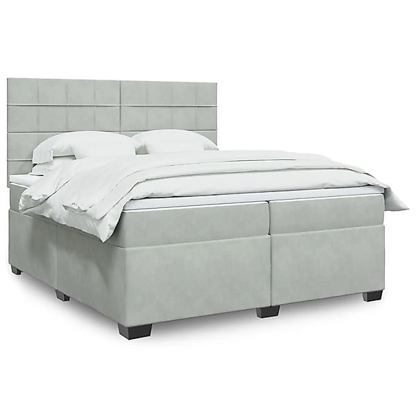 vidaXL Boxspringbett mit Matratze Hellgrau 200x200 cm Samt 3293302 günstig online kaufen