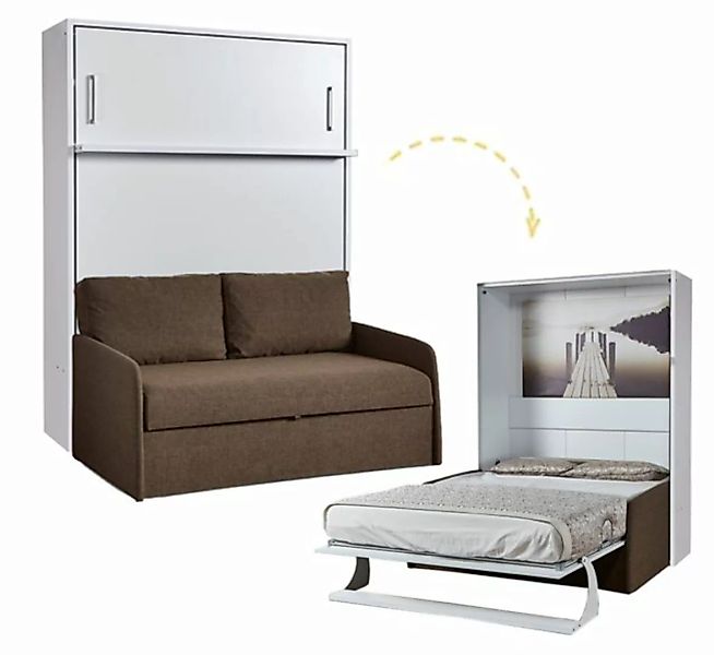 Multimo Schrankbett Multimo DOUBLE Wandbett / Schrankbett mit Sofa vertikal günstig online kaufen