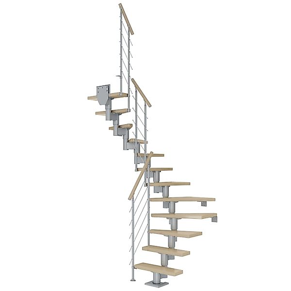 Dolle Mittelholmtreppe Dublin Ahorn Perlgrau GH bis 270 cm 1/2 Gewendelt 75 günstig online kaufen