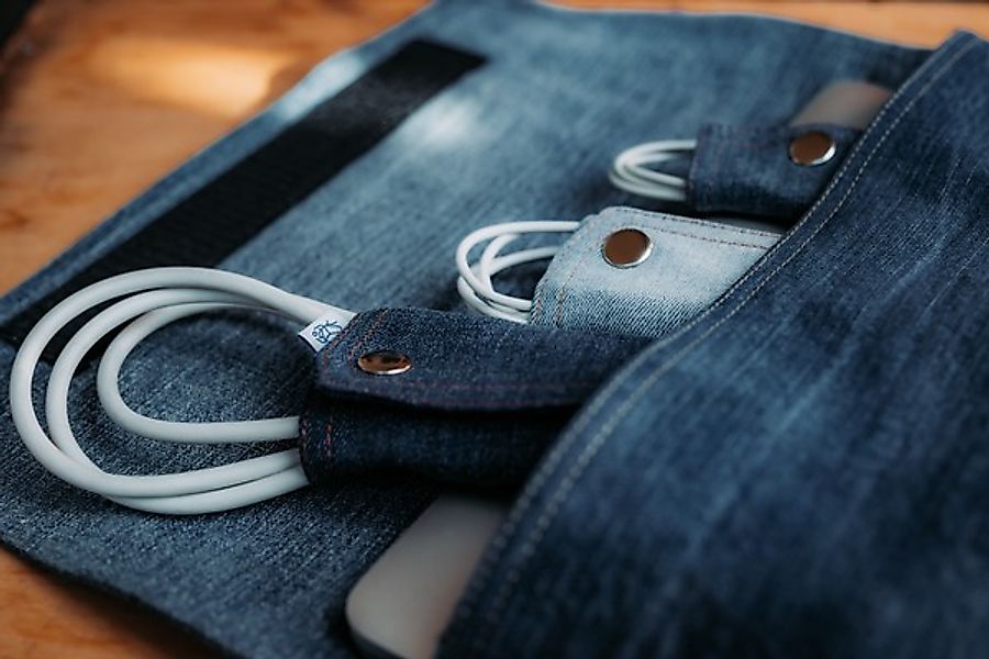 Skarabea - 3er Set Kabelhalter - Jeans Upcycling günstig online kaufen