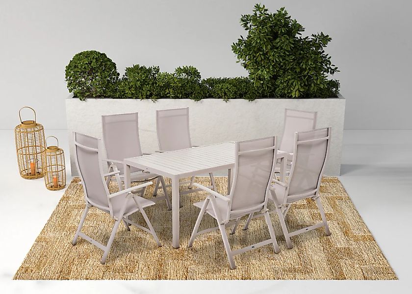 KONIFERA Garten-Essgruppe "Messina", (Set, 7 tlg., 6x Sessel, 1x Tisch 160x günstig online kaufen