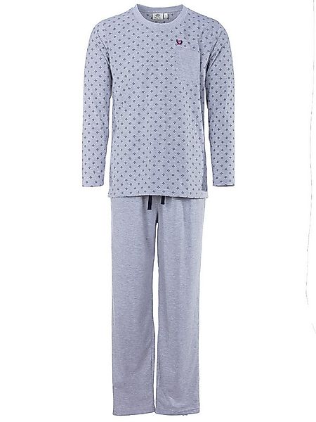 Henry Terre Pyjama Pyjama Set Langarm - Carlo mit Raute & unifarbener Hose günstig online kaufen
